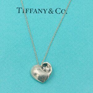 Authentic Tiffany & Co Solid Full Heart Pendant Necklace